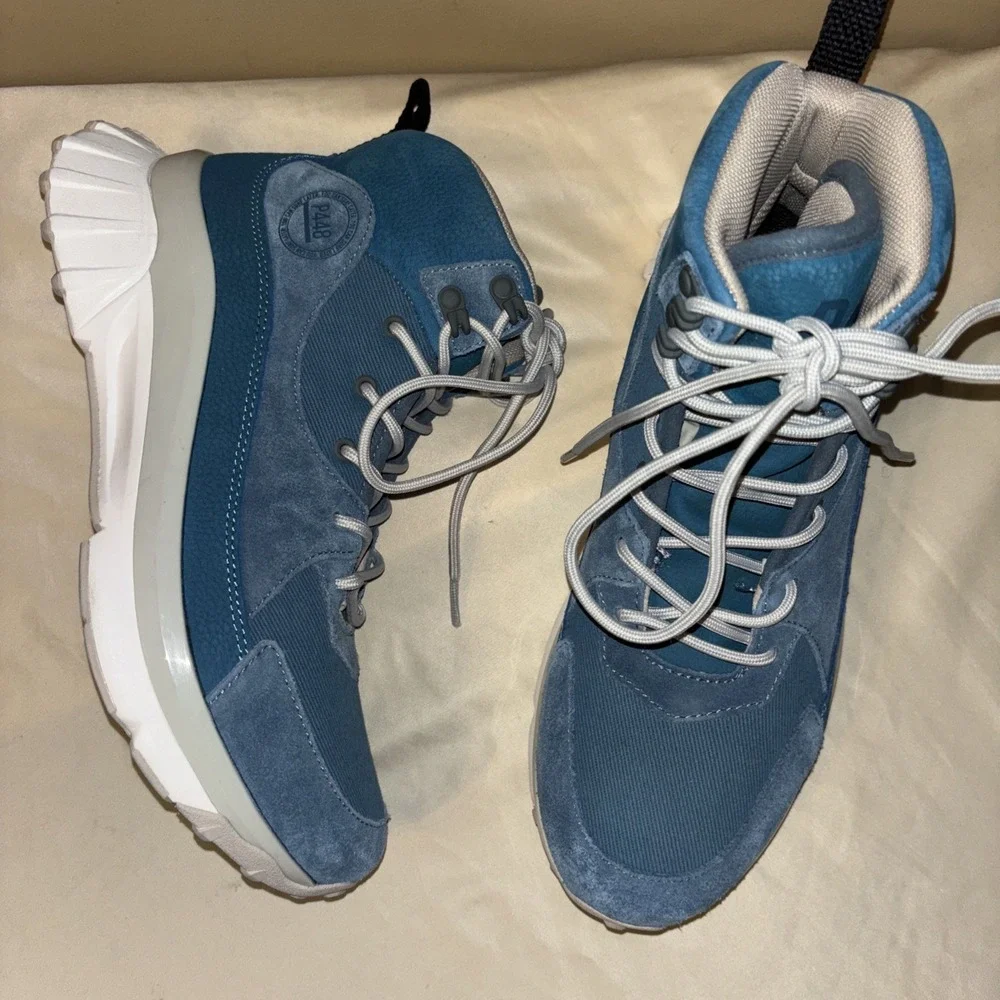 New $298 P448 Hi-top Viking Sneakers 41 Men 9 Women 10.5 / 11 Blue Sand Leather